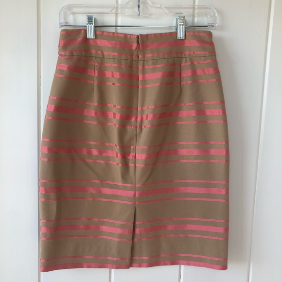 J CREW Factory Tan & Coral Striped Pencil Skirt - Picture 2 of 11